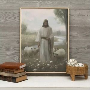 Jesus With Lambs Canvas Wall Decor Art Picture